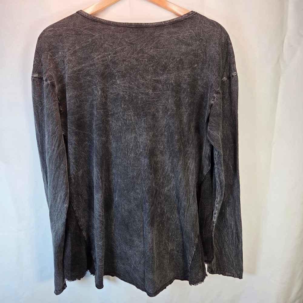 Daytrip Buckle Long Sleeved Mineral Washed Black Sz Large Goth Grunge HiLo Lace - Picture 4 of 9